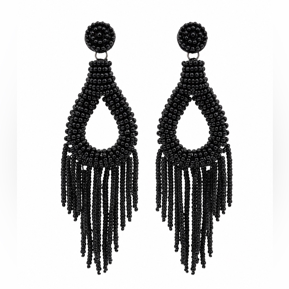 Beaded Fringe Drop Earrings